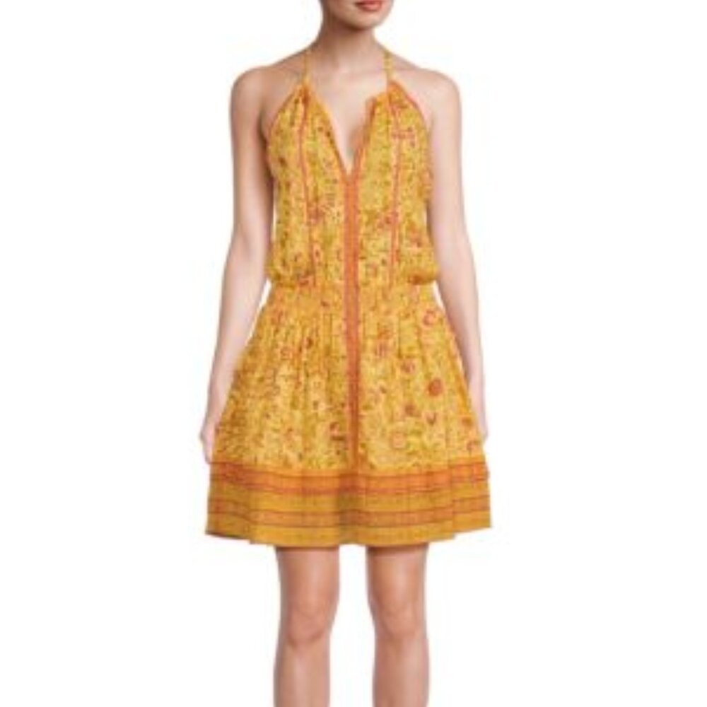 Poupette St Barth Carine Floral V Neck Mini Dress